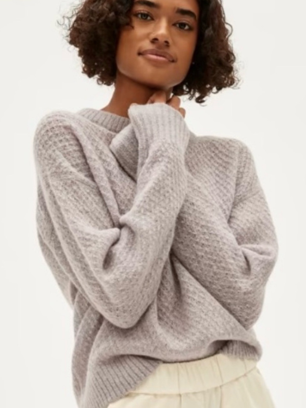 Everlane Diamond Stitch Alpaca Sweater - Light Lavender